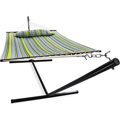 Afbeelding van Vita5 Hangmat met Standaard en Spreidstok 2 Persoons Afneembaar kussen Weerbestendig Blauw/G