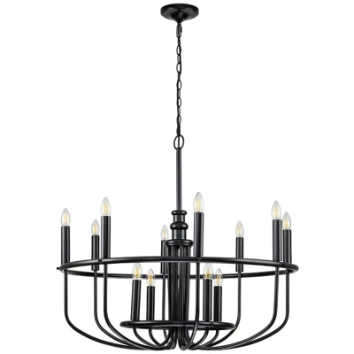 Afbeelding van Kroonluchter Capitol Hill, 12 lamps, zwart