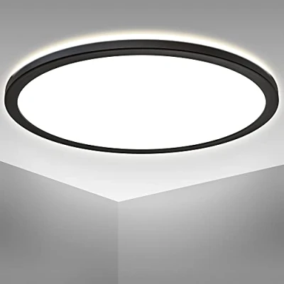 Afbeelding van B.K.Licht Plafondlamp Plafonnière zwarte led paneel Ø42cm plafoniére 4.000K 3.000Lm 22W