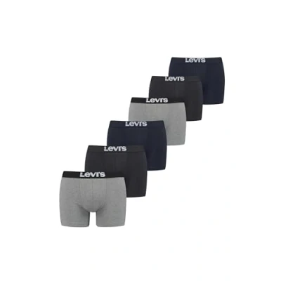 Image de Levi&#039;s Boxer Homme (lot de 6), Noir/bleu marine/gris moyen, S