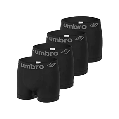 Afbeelding van Umbro Boxershorts voor heren, antislip, duurzaam, aangenaam (4 stuks), zwart, blauw, rood, grijs, maat L/XL, L XL, zwart.