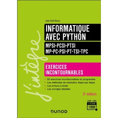 Image de Informatique avec Python Exercices incontournables MPSI PCSI PTSI MP PC PSI PT TSI TPC