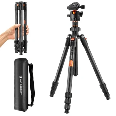 Afbeelding van K&amp;F Concept Koolstofvezel Statief, 162 cm lichtgewicht camerastatief, Reisstatief, Compact Draagbaar Professioneel Reflexstatief met 360 Kogelkop K254C2 (lechts 1,13 kg)