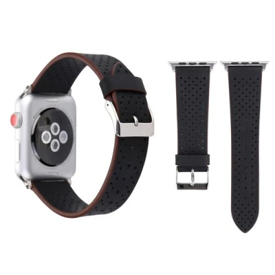 Afbeelding van Apple Watch Dot Pattern Leren bandje Zwart Geschikt voor 38mm / 40mm 41mm