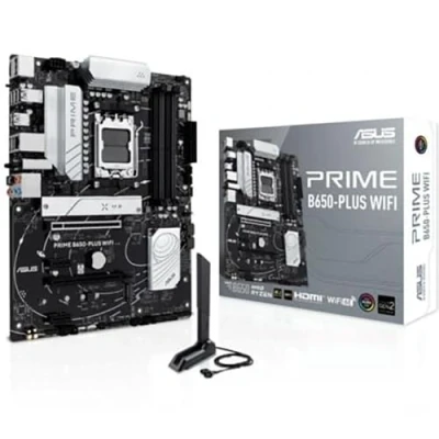 Image de ASUS Prime B650 Plus WiFi carte mère ATX Socket AM5 AMD Chipset USB C 3.2 Gen2, Gen 2, 1, 1 2.5 Gigabit LAN, Bluetooth, Wi Fi 6E graphique embarquée (unité centrale requise) audio HD (8 canau