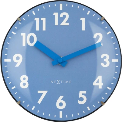 Afbeelding van Tafelklok Nextime Duomo Mini 20 cm blauw gebolde glazen lens