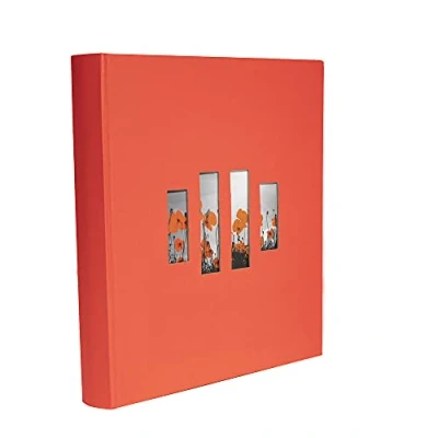 Afbeelding van Exacompta Art. Nr. 16077E MILANO boekalbum 300 foto&#039;s 60 zwarte pagina&#039;s formaat 29x32 cm omslag van rood papier in textiellook personaliseerbaar venster FSC® gecertificeerd