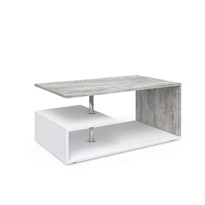 Afbeelding van Vicco Salontafel Guillermo 90 x 50 cm woonkamertafel bijzettafel houten tafel koffietafel 4 kleuren naar keuze (wit beton)
