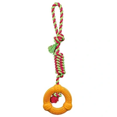 Afbeelding van Trixie natuurrubber ring aan touw assorti 41x12x12 cm