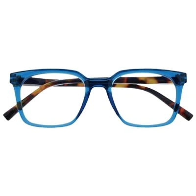 Afbeelding van OPULIZE KOI Lunettes de lecture Grande monture rectangulaire Bleu Homme Femme Charnières à ressort R50 3 +1,00