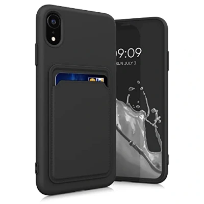 Afbeelding van kwmobile telefoonhoesje geschikt voor Apple iPhone XR Hoesje met pasjeshouder TPU case in zwart
