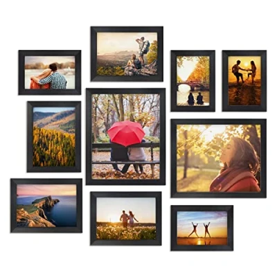 Afbeelding van Giftgarden Set van 10 fotolijsten voor verschillende formaten 2 20 x 25 cm, vier 15 12 17 zwart