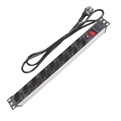 Afbeelding van 8 voudige stekkerdoos schuko voor 19 inch rack Velleman