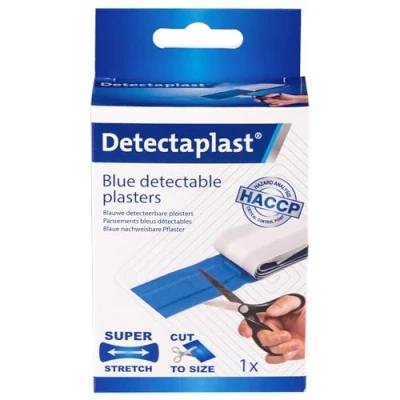 Afbeelding van Detectaplast Blue Detectable Elastische verband, flexibele pleisters, veiligheid first keuken en voedselpleisters, 6 cm x 1 m, stuk