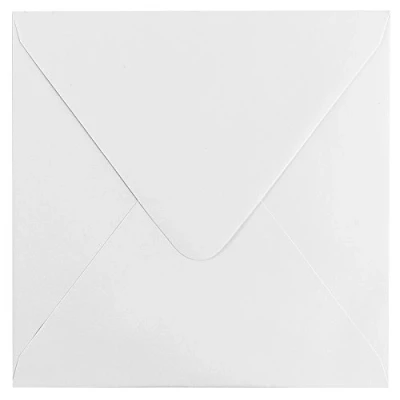 Afbeelding van 100 vierkante enveloppen 17 x cm, wit, met rubber bekleed, hoogwaardige kwaliteit 120 g/m², ideaal voor wenskaarten, uitnodigingskaarten