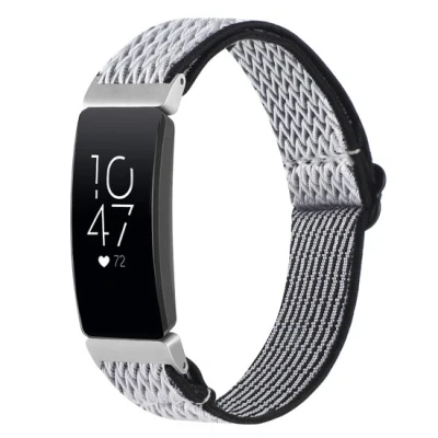 Afbeelding van FitBit Inspire 2 Elastische solo loop nylon bandje Zwart / wit