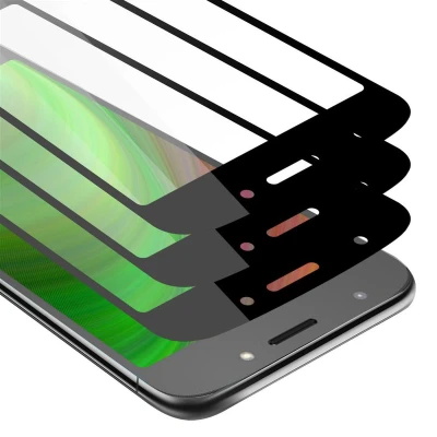 Afbeelding van Cadorabo 3x Screenprotector geschikt voor Motorola MOTO E5 / G6 PLAY Volledig scherm pantserfolie Beschermfolie in TRANSPARANT met ZWART Getemperd (Tempered) Display beschermend glas 9H hardheid 3D Touch