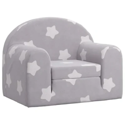Image de vidaXL Canapé lit pour enfants gris clair avec étoiles peluche douce