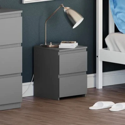 Afbeelding van Vida Designs Denver nachtkastje met 2 laden (grijs)