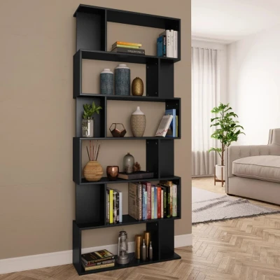 Afbeelding van Boekenkast/kamerscherm 80x24x192 cm spaanplaat zwart