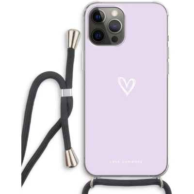 Afbeelding van Case Company® hoesje met Koord geschikt voor iPhone 12 Pro Klein hartje paars Telefoonhoesje Zwart Extra Bescherming aan alle Kanten en Over de Schermrand