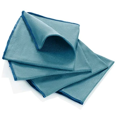 Afbeelding van COM FOUR® 4 x microvezeldoek, microvezel reinigingsdoek, reinigingsdoek voor glas, keuken, badkamer, auto (blauw)