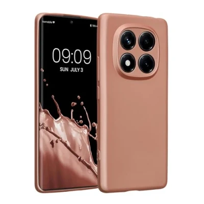 Afbeelding van kwmobile metallic telefoonhoesje van TPU geschikt voor Xiaomi Redmi Note 14 Pro 4G Flexible case smartphone In roségoud