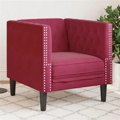 Image de vidaXL Fauteuil Chesterfield rouge bordeaux velours372677