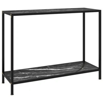 Afbeelding van Wandtafel 100x35x75 cm gehard glas zwart
