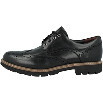 Afbeelding van Clarks heren batcombe wing derbys, zwart leder, 43 EU