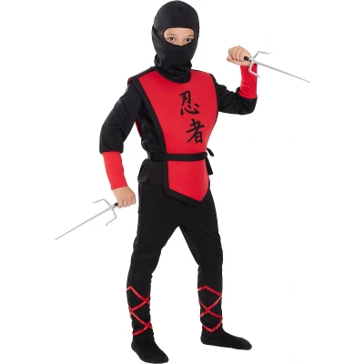 Afbeelding van FUNIDELIA Rode Ninja Kostuum voor jongens Maat: 107 113 cm Rood