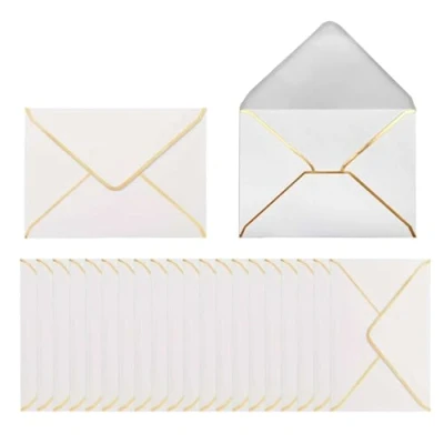 Afbeelding van 50 stuks witte luxe papieren enveloppen, 13,5 x 18,5 cm, voor uitnodiging, bruiloft, verjaardag, feest, afstudeerfeest
