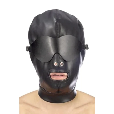 Afbeelding van Fetish Tentation Bondage Masker Vrije Neusgaten en Mond Afneembare Blinddoek Zwart