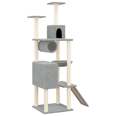 Afbeelding van Kattenmeubel met sisal krabpalen 168 cm lichtgrijs