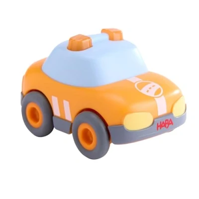 Afbeelding van HABA Safety Car 2011864001 speelgoedauto met traagheidsmotor duurzaam van gerecycled kunststof auto zonder accu voor kinderen vanaf 2 jaar