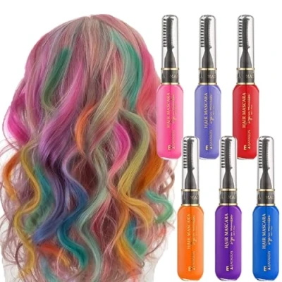 Afbeelding van Sitovely Haarkrijt kam, 6 kleuren, tijdelijke haarverf voor meisjes, haarkleuring verjaardag, cosplay, knutselen (A, M)