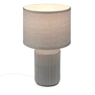 Afbeelding van Briloner Ino Tafellamp, Stoffen kap 7539014 scherm Kabelschakelaar Keramische voet Ø22 x 37,5 cm Grijs