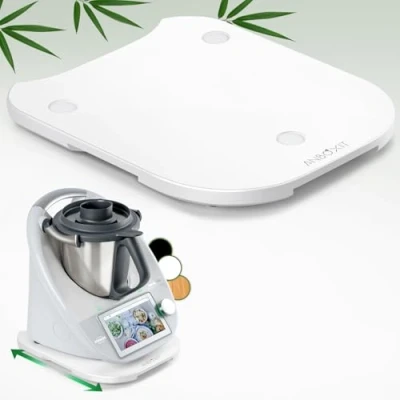 Afbeelding van ANBOXIT Schuifplank voor Thermomix TM6/TM5, bord met wielen, van gemakkelijk te schuiven bamboe, wit
