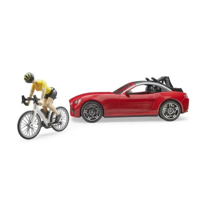 Afbeelding van Bruder 03485 Roadster Met Racefiets En Fietser 1:16