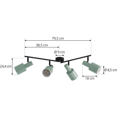 Afbeelding van Lindby buitenspot 4lichts IJzer H: 25 cm E27 groen, zwart