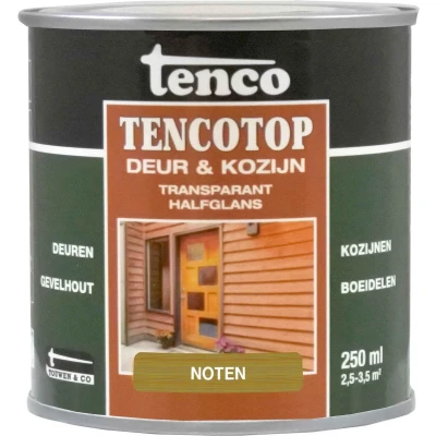 Afbeelding van Tencotop Deur &amp; Kozijn Transparant Halfglans Noten 250 ml