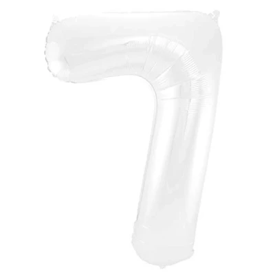 Afbeelding van Folie ballon cijfer 7 Mat Wit Metallic 86cm