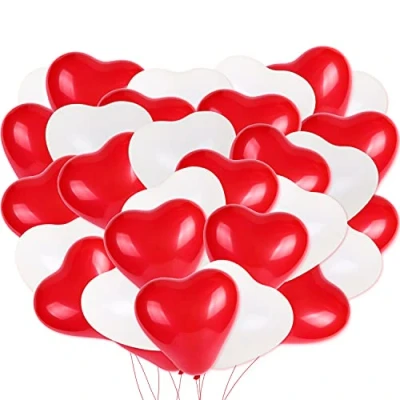 Afbeelding van HOWAF 100 stuks ballonnen hart rood wit ballon Valentijnsdag decoratie bruiloft in hartvorm latex voor romantische verloving