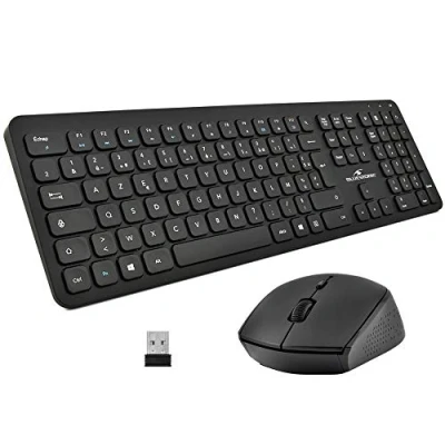 Afbeelding van Toetsenbord en muis Bluestork Easy Slim AZERTY Zwart Frans