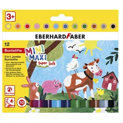 Afbeelding van Eberhard Faber Ef 518912 Kleurpotlood 3In1 12 Stuks Extra Dikke Kern 10Mm
