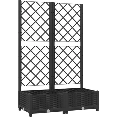 Afbeelding van Plantenbak met latwerk 80x40x121,5 cm polypropeen zwart