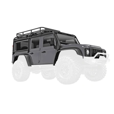 Afbeelding van Body, Land Rover Defender, complete, silver (includes grille, side mirrors, door handles, fender flares, windshield wipers, spare tire mount, &amp;
