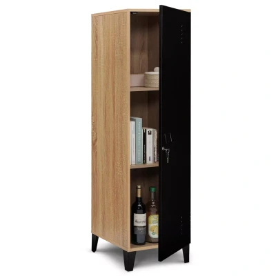 Image de Armoire vestiaire ESTER bois porte métal noir design industriel
