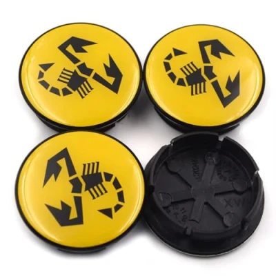 Afbeelding van DYQCD Set van 4 wieldoppen voor Abarth 56.50 aluminium velgen duurzame legering, 56,5 mm, geel Style (A)
