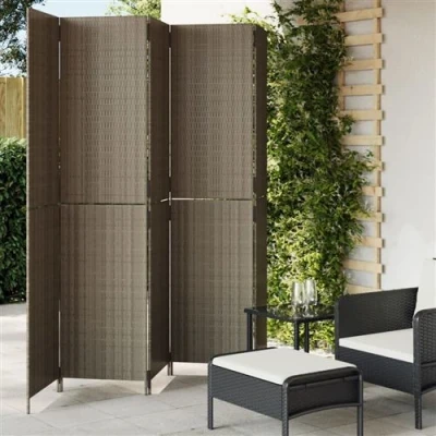 Afbeelding van Kamerscherm 5 panelen poly rattan grijs